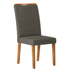 Kit 02 Cadeiras Eleonora Veludo Gris Com Base De Madeira Ipê