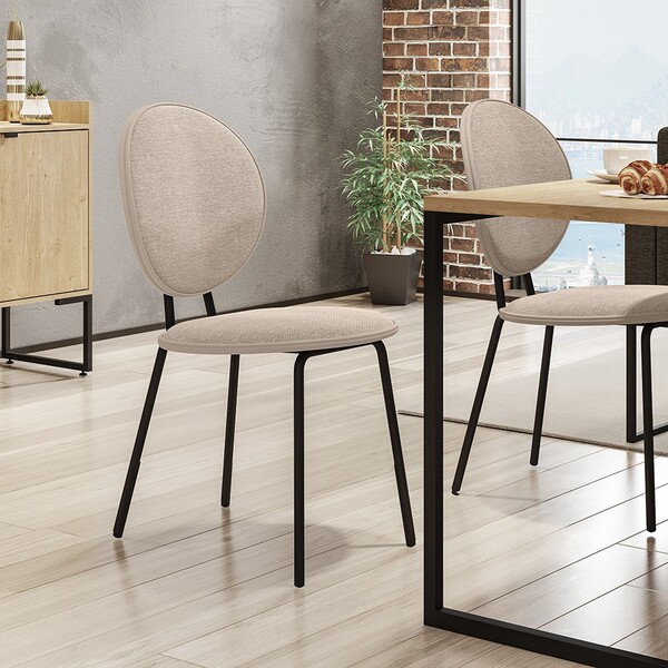 Kit 02 Cadeiras Em Aço Carbono Encosto E Assento Estofado Opa