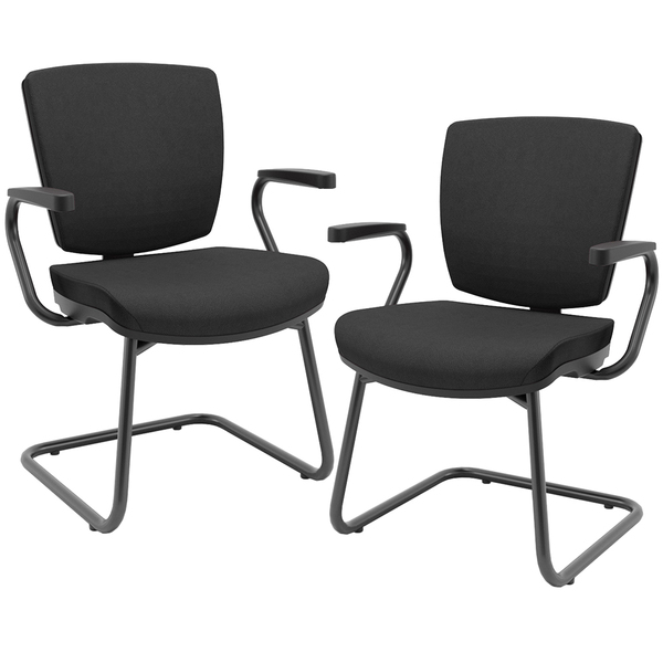 Kit 02 Cadeiras Escritório Fixa Executiva Office Preto Slim B