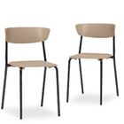 Kit 02 Cadeiras Fixa Base Preta Empilhável Bit  F02 Nude - Ly