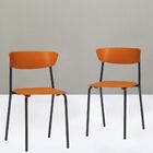 Kit 02 Cadeiras Fixa Base Preta Empilhável Bit F02 Laranja -