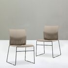 Kit 02 Cadeiras Fixa Base Preta Empilhável Connect F02 Nude -