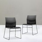 Kit 02 Cadeiras Fixa Base Preta Empilhável Connect F02 Preto