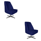 Kit 02 Cadeiras Giratória Paris Suede Azul Marinho - Dominic