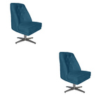 Kit 02 Cadeiras Giratória Paris Suede Azul Royal - Dominic De