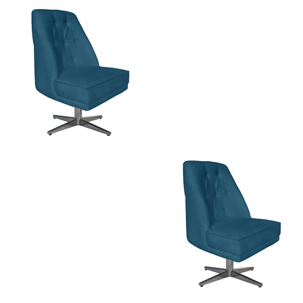 Kit 02 Cadeiras Giratória Paris Suede Azul Royal - Dominic De
