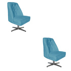 Kit 02 Cadeiras Giratória Paris Suede Azul Turquesa - Dominic
