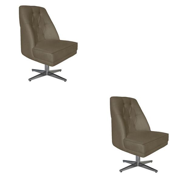 Kit 02 Cadeiras Giratória Paris Suede Cappuccino - Dominic De