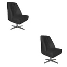 Kit 02 Cadeiras Giratória Paris Suede Preto - Dominic Decor