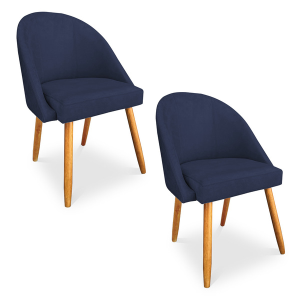 Kit 02 Cadeiras Jantar Bela Suede Pés Palito Castanho - Palla