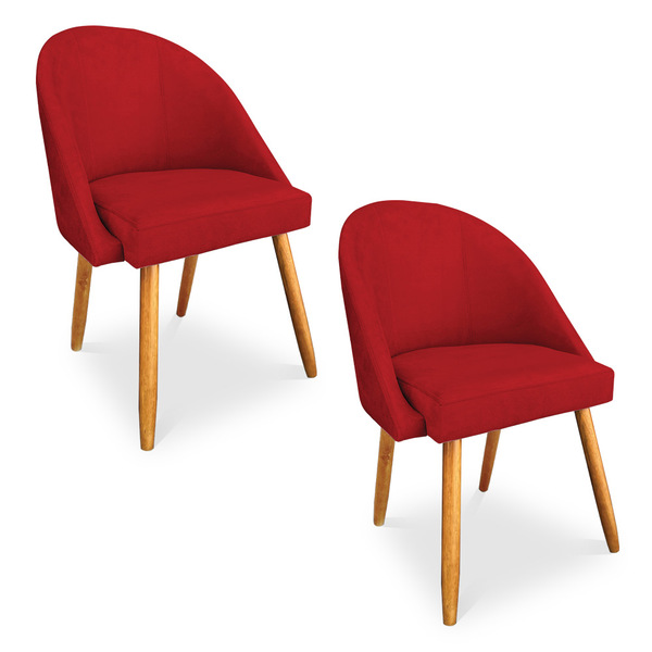 Kit 02 Cadeiras Jantar Bela Suede Pés Palito Castanho - Palla