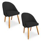 Kit 02 Cadeiras Jantar Bela Suede Preto Pés Palito Castanho -