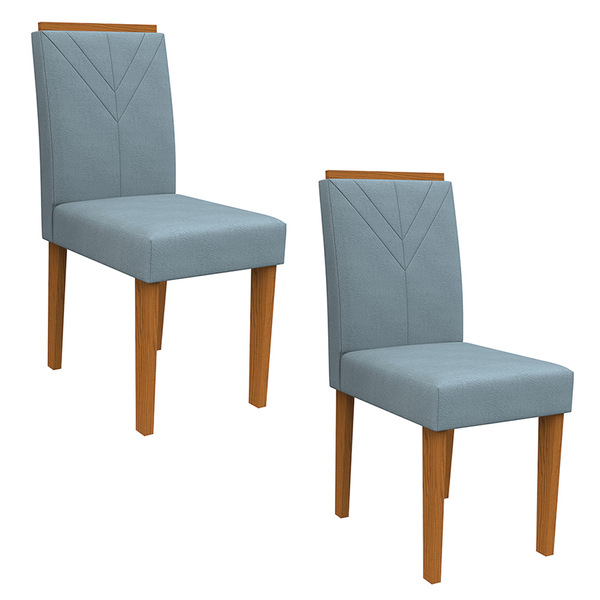 Kit 02 Cadeiras Júlia Animalle Azul Wd26 Pés Ypê - D'rossi