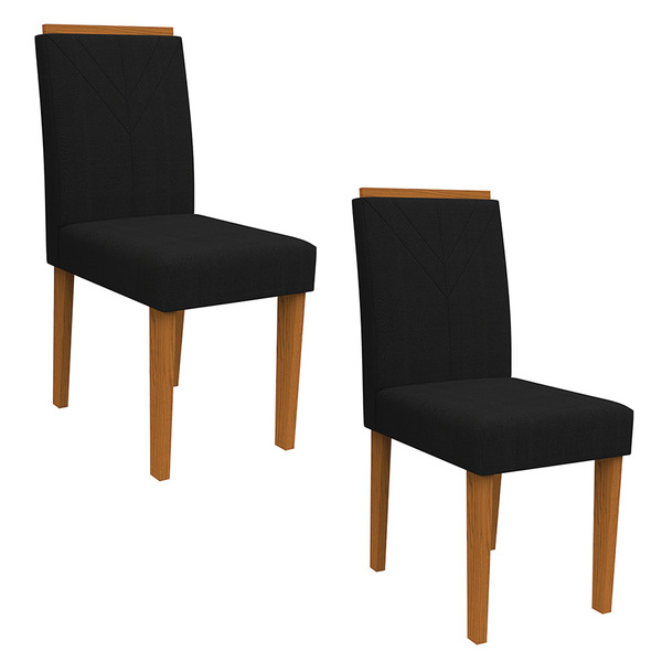 Kit 02 Cadeiras Júlia Veludo Preto Vl07 Pés Ypê - D'rossi