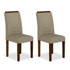 Kit 02 Cadeiras Lima Wood Imbuia/ Creme - Moveis Arapongas