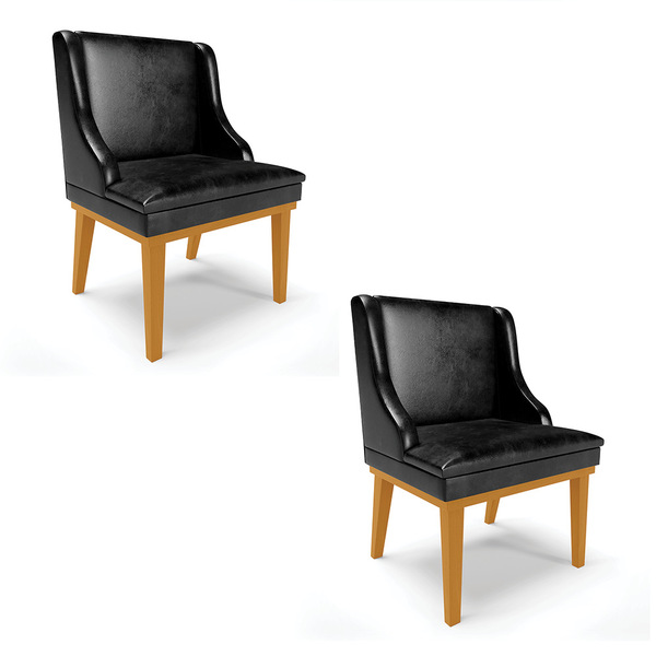 Kit 02 Cadeiras Liz Corano Base Fixa Madeira Castanho D03 - D