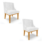 Kit 02 Cadeiras Liz Corano Branco Base Fixa Madeira Castanho