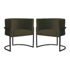 Kit 02 Cadeiras Luna Para Escritório Base De Metal Preto Sued