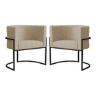 Kit 02 Cadeiras Luna Para Escritório Base De Metal Preto Sued