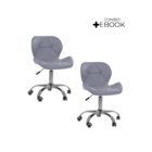 Kit 02 Cadeiras Office Eiffel Slim Ajustável Base Giratória -