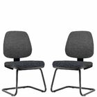 Kit 02 Cadeiras Para Escritório Job L02 Fixa Linho Chumbo - L