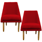 Kit 02 Cadeiras Para Sala De Jantar Ana Pés Palito Suede Verm