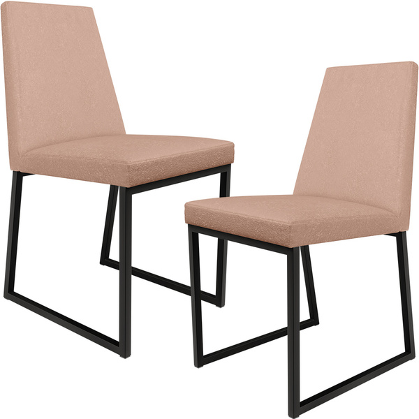 Kit 02 Cadeiras Para Sala De Jantar Base Aço Industrial Preto