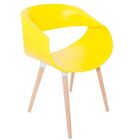 Kit 02 Cadeiras Petra Encosto Curvo Sala De Jantar Amarela Pé