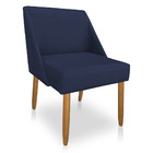 Kit 02 Cadeiras Poltona Juliana Suede Azul Marinho Pés Palito