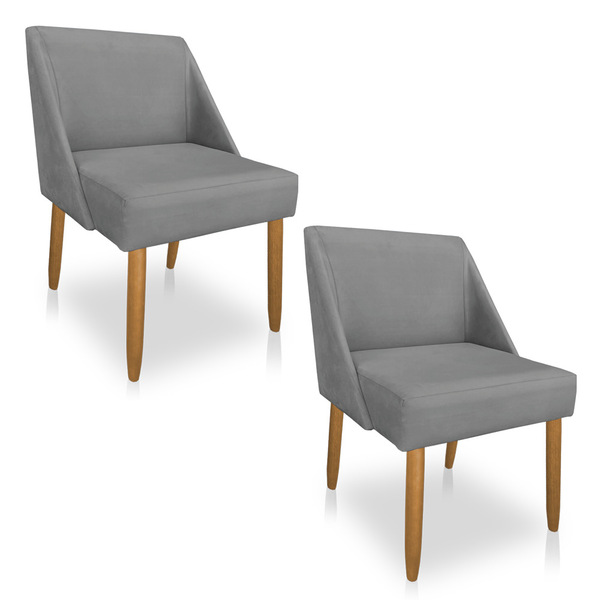 Kit 02 Cadeiras Poltona Juliana Suede Grafite Pés Palito Cast