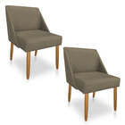 Kit 02 Cadeiras Poltona Juliana Suede Marrom Rato Pés Palito