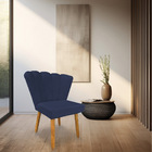 Kit 02 Cadeiras Poltrona Flor Veludo Azul Marinho Pés Palito