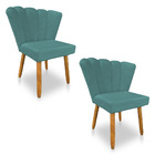 Kit 02 Cadeiras Poltrona Flor Veludo Pés Palito Castanho - Pa