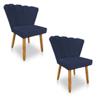 Kit 02 Cadeiras Poltrona Flor Veludo Pés Palito Castanho - Pa