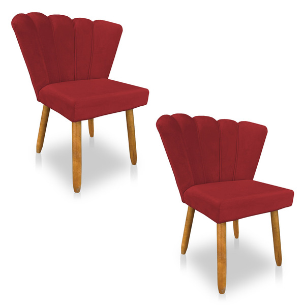 Kit 02 Cadeiras Poltrona Flor Veludo Pés Palito Castanho - Pa