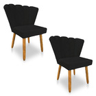 Kit 02 Cadeiras Poltrona Flor Veludo Pés Palito Castanho - Pa