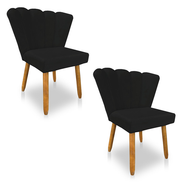 Kit 02 Cadeiras Poltrona Flor Veludo Pés Palito Castanho - Pa