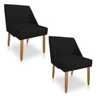 Kit 02 Cadeiras Poltrona Juliana Suede Pés Palito Castanho -