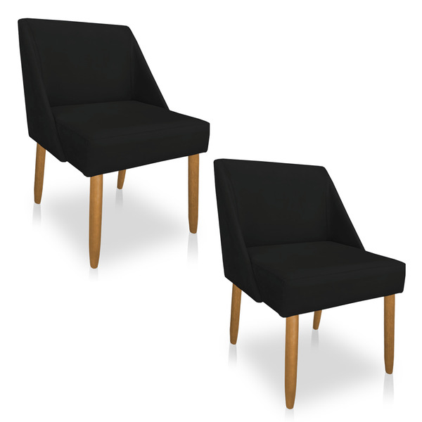 Kit 02 Cadeiras Poltrona Juliana Suede Pés Palito Castanho -