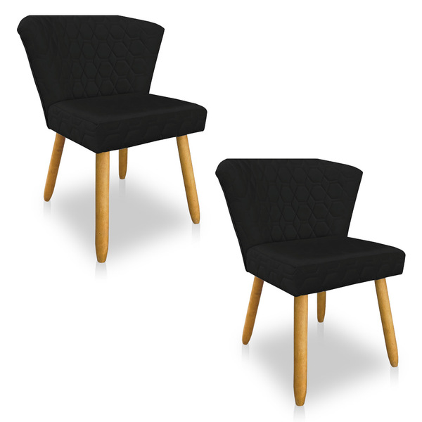 Kit 02 Cadeiras Poltrona Vitória Veludo Matelassê Pés Palito