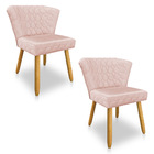 Kit 02 Cadeiras Poltrona Vitória Veludo Matelassê Pés Palito