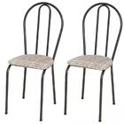 Kit 02 Cadeiras Tubular Cromo Preto 004 Assento Rattan