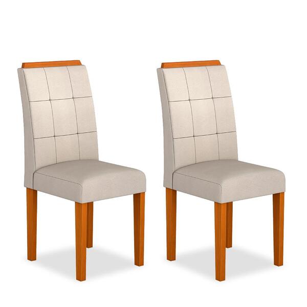 Kit 02 Cadeiras Vitória Wood Cinamomo/ Bege - Moveis Arapongas
