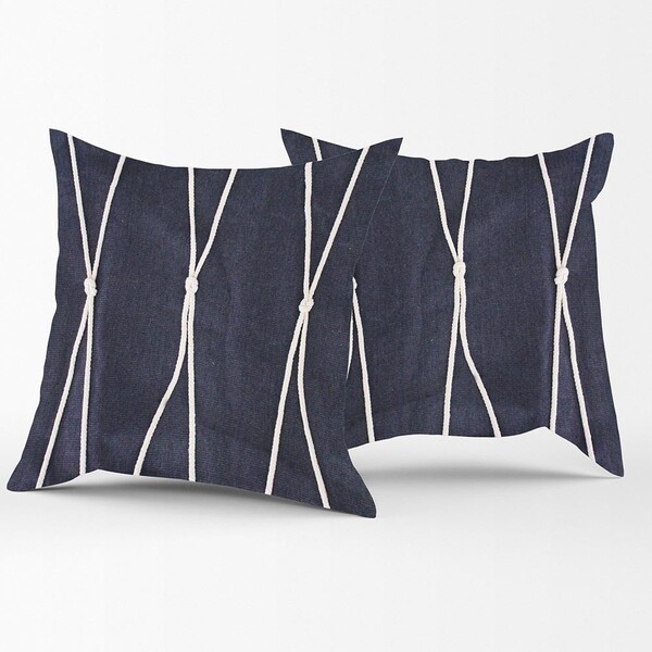 Kit 02 Capas De Almofada Jeans Detalhe Cordas - Ahazzo Móveis