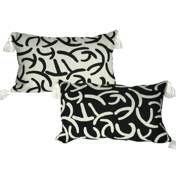 Kit 02 Capas De Almofadas Retangulares Traços Off-white Em Al