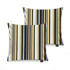 Kit 02 Capas Para Almofada Tecido Listras Cinza E Amarelo