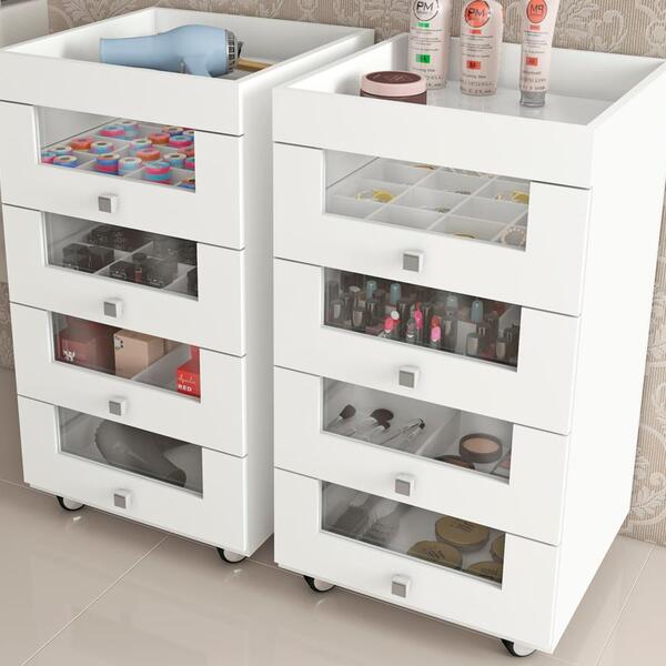 Kit 02 Carrinhos Organizador De Maquiagem Pe2009 Tecno Mobili