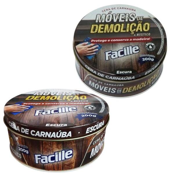 Kit 02 Cera Carnaúba Lustra Móveis Demolição 200g Escura