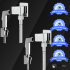 Kit 02 Ducha Higiênica Quadrada Registro Em Metal 1/4 Volta