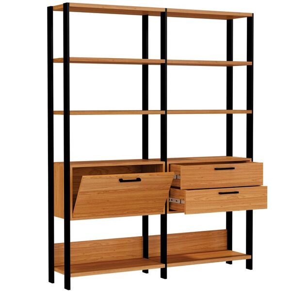 Kit 02 Estantes 5 Prateleiras 02 Gavetas 01 Porta Trend D03 1